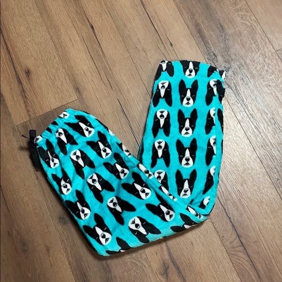 Other - Fuzzy Teal French Bulldog Print Lounge Pants